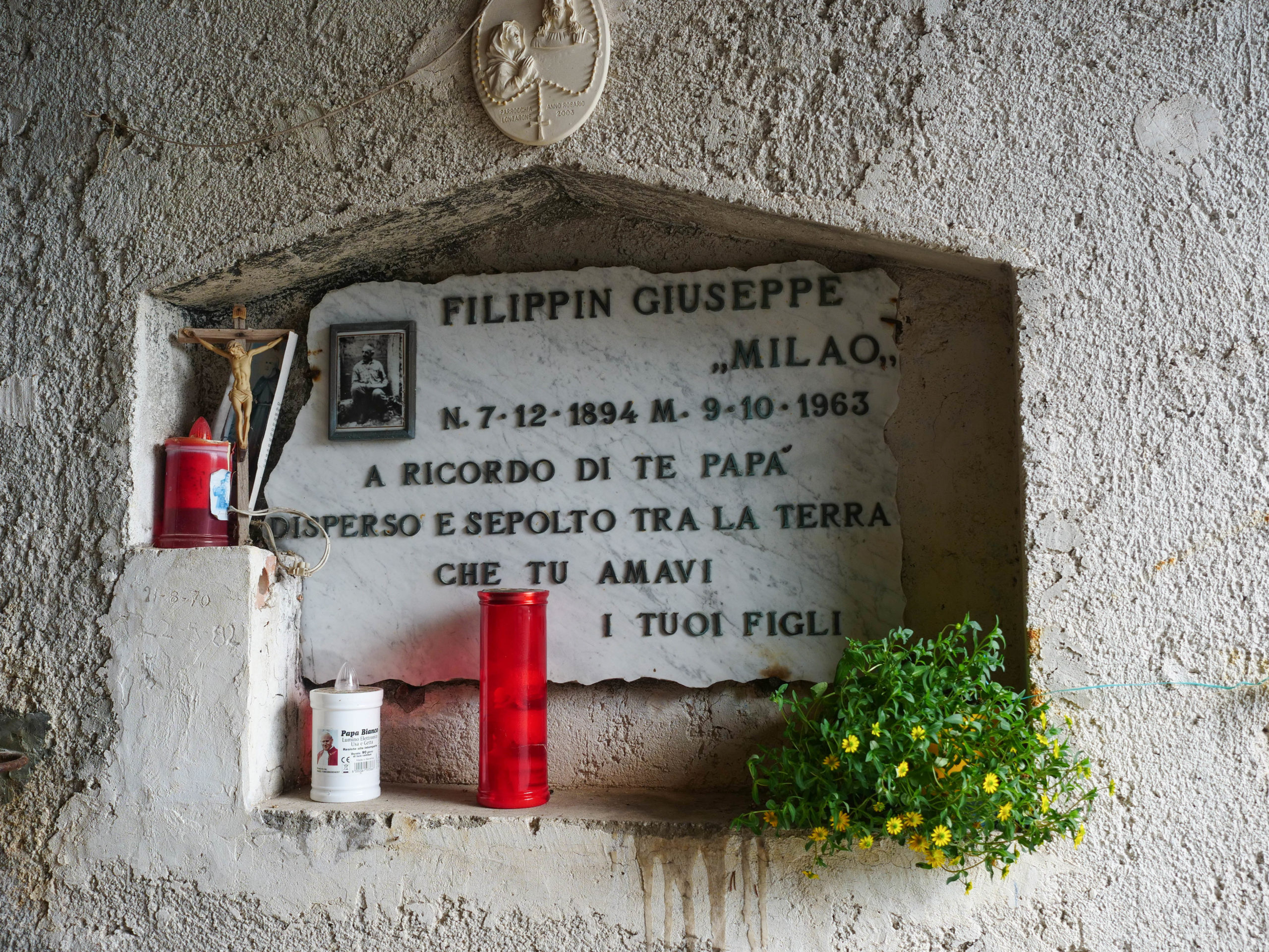 Marzana - Lapide in memoria di Giuseppe Filippin Milao